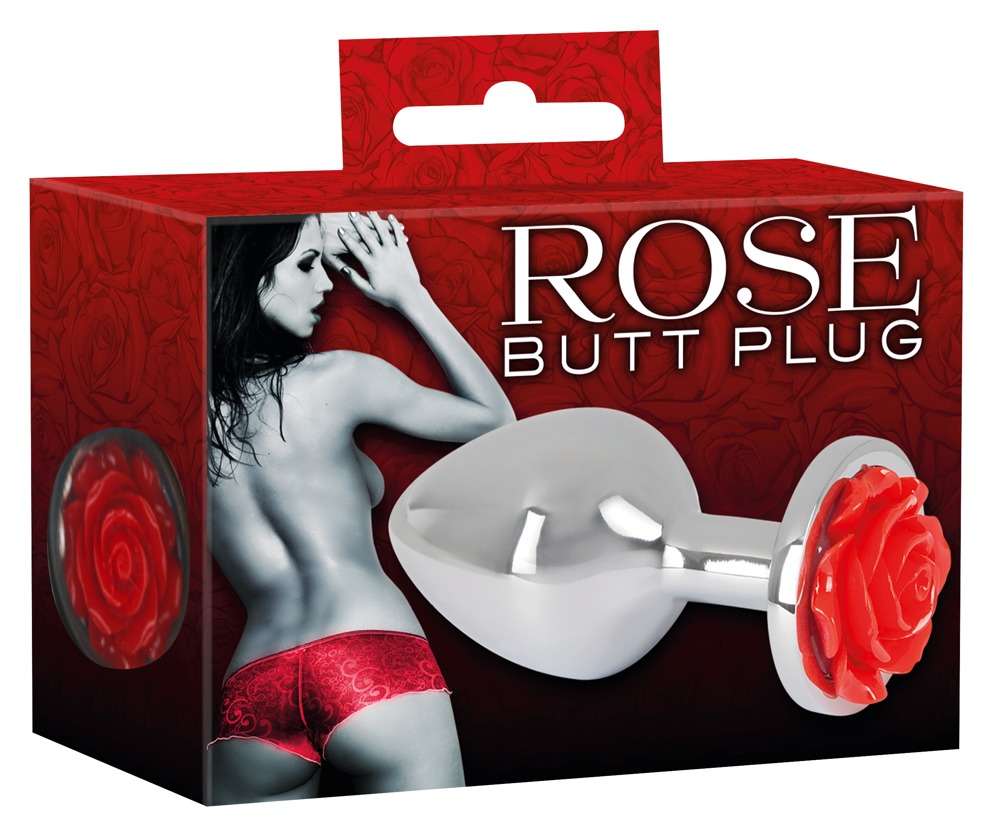 Red Rose metal butt plug