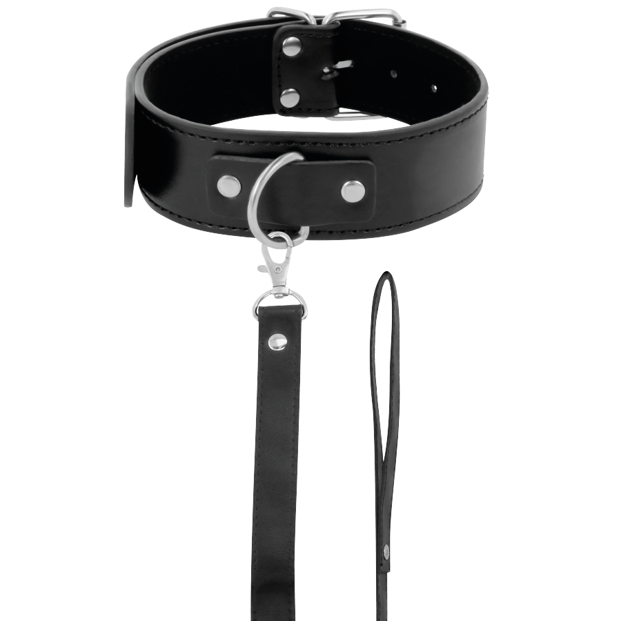 Black collar with leash