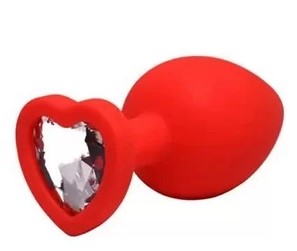 Silicone plug heart red S