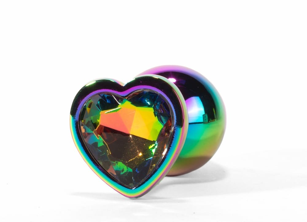 Metal rainbow heart plug M