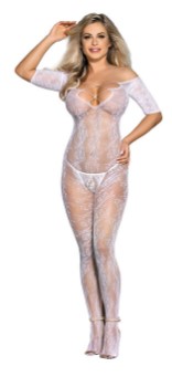 Bodystocking roses pattern white