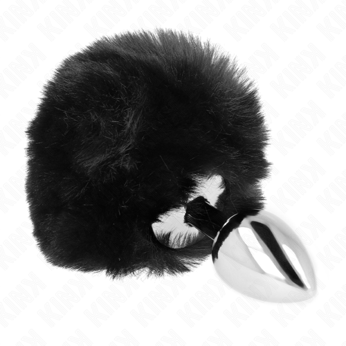 Steel plug S w. black rabbit tail