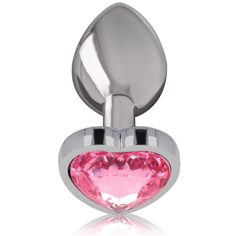 Alu plug pink glass heart S