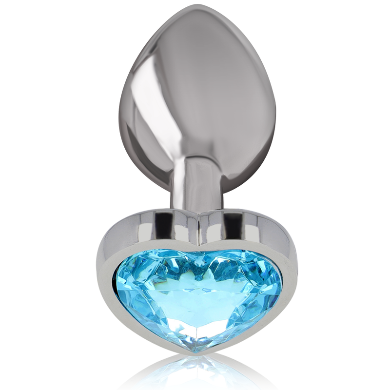 Alu plug blue glass heart S