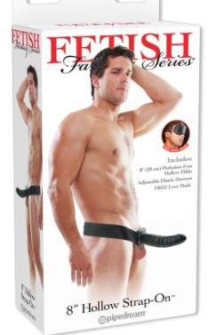 Hollow 8inch black strap-on